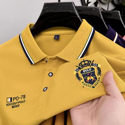 Men'S Long Sleeve T-Shirt High-End Embroidered Lapel Polo Shirt Medium Business Casual Top