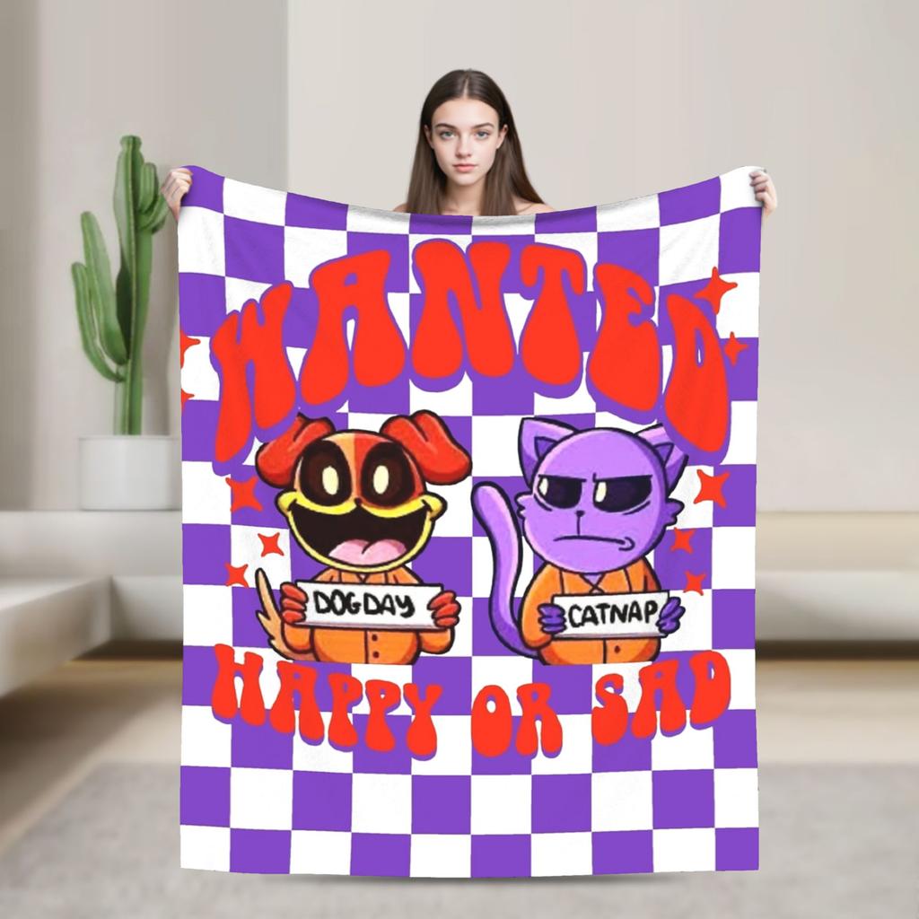 Cartoon S-Smiling Critters Anime Blankets Game Plush Novelty Warm Throw Blanket for Home Autumn/Winter