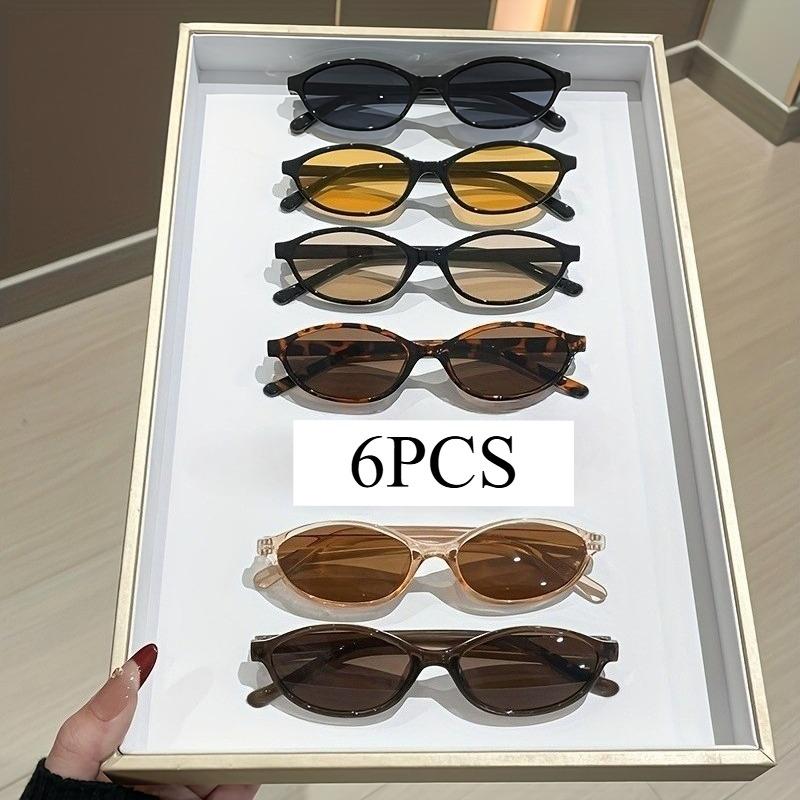 6 Piece Set of Fashionable Oval Frame Glasses Essential for Daily Commuting and Versatile Styling
