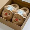 Cotton slippers cute bear autumn and winter home plush warm thick bottom student cotton mop outside wear