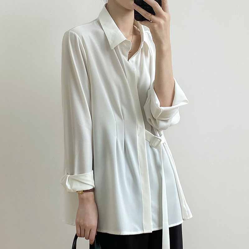 Shirt for Women Oversize Loose Blouse Casual Long Sleeve Solid Colour Pullover Soft Loose Shirt Top