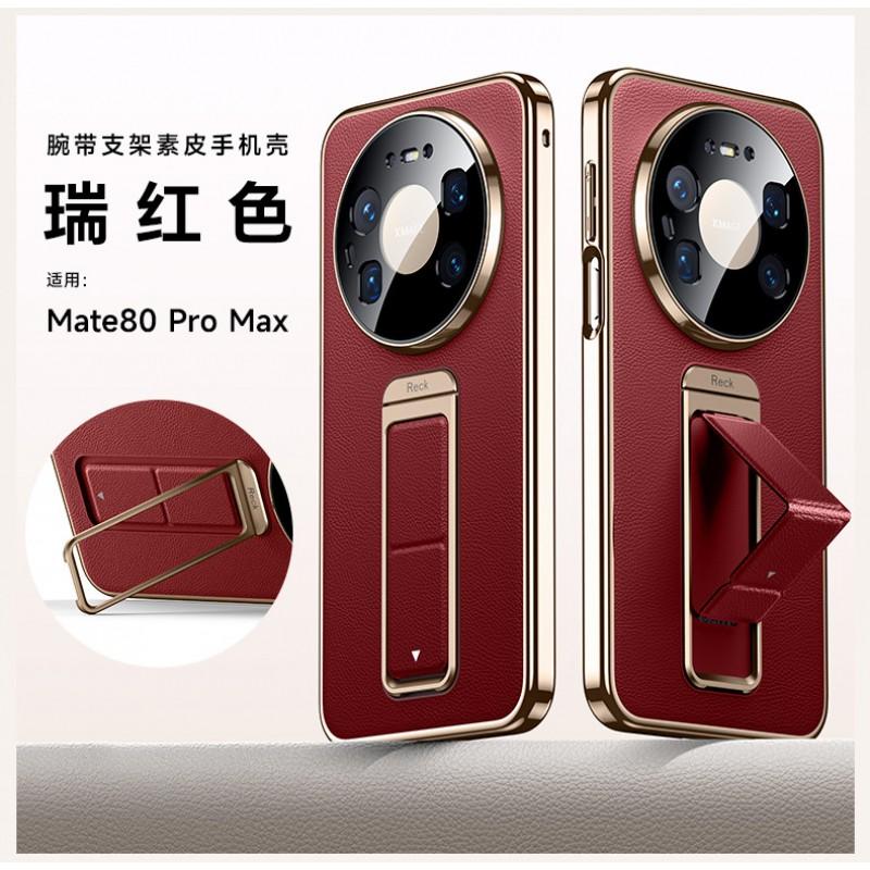 Premium Electroplated Vegan Leather Phone Case With Wrist Strap Kickstand Mate 90 Pro P90 X View Shockproof Cover