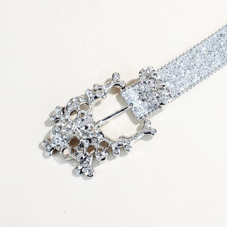 Women's Glittering Crystal PU Leather Belt for Trousers and Dresses Western Cowgirl Punk Styles Waiststrap for Daily