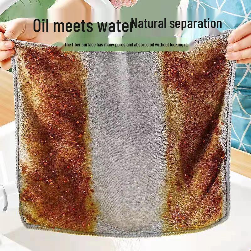 Bamboo Charcoal Fiber Non-stick Oil-Absorbing Dishcloth - Lint-Free, Thickened, Kitchen Cleaning Towel