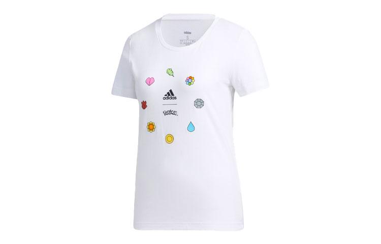 Adidas X Pokemon T Shirts Women s White Crew Neck Moderate Straight Fit GN3003 M