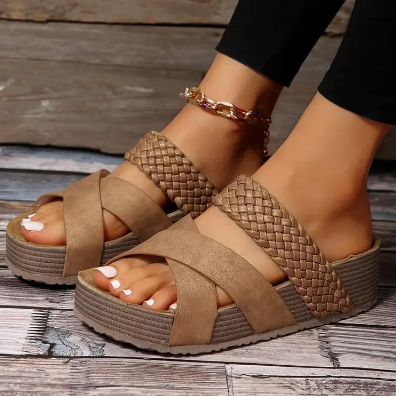 Women's Cork Flat Sandals, Non-slip Platform Flats, Women's Platform Slippers, Outdoor Slippers, Women Sandals
