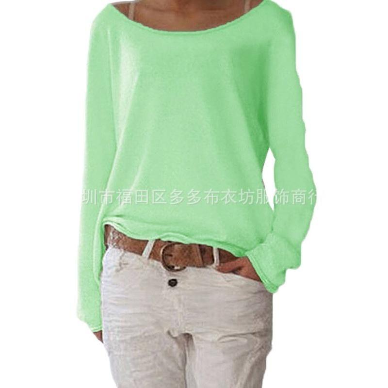 Solid Color Knitted Women's T-shirt Top Base Shirt