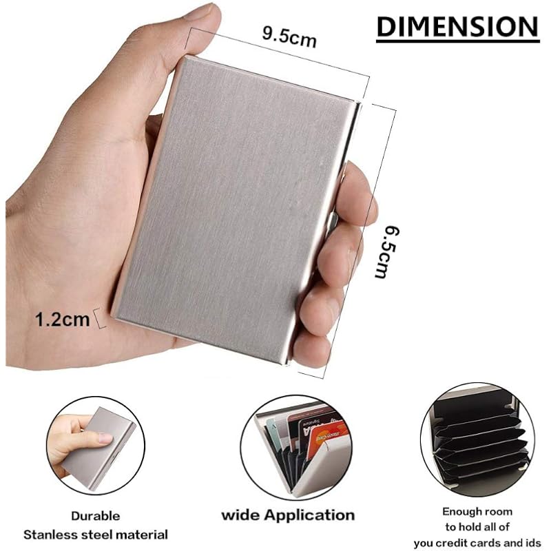 Stealodeal Stainless Steel Front Credit/Debit Rfid Blocking 6 Card Holder For Men & Women (Silver)