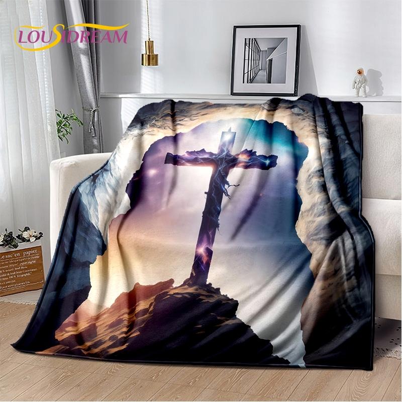 New 3D Pray Holy Bible Cross Jesus Soft Blankets,Keep Warm Throw Blanket Comfortable Blanket for Picnic Beds Sofa Home Bedroom