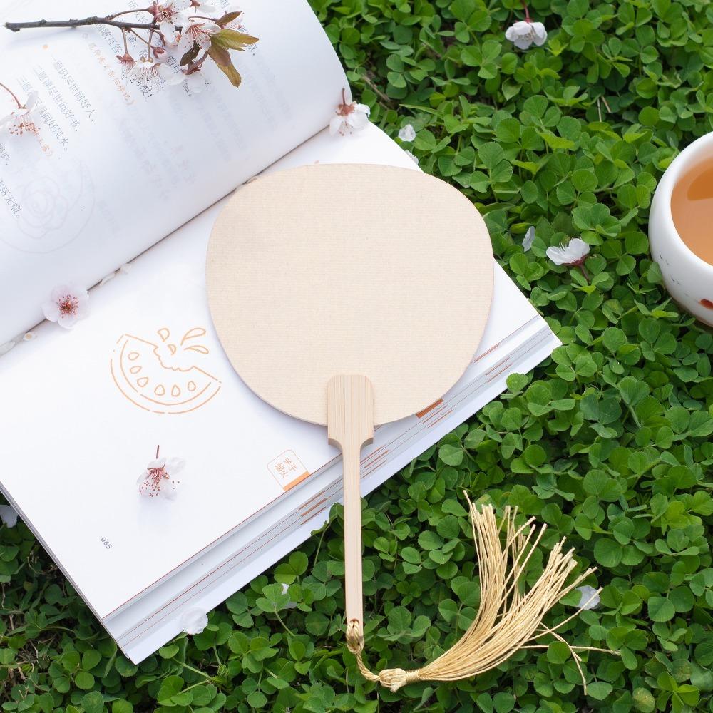 Round Blank Painting Fans Chinese Style Summer Fan Art Hand Fans Paper Hand Fan  Wedding Party