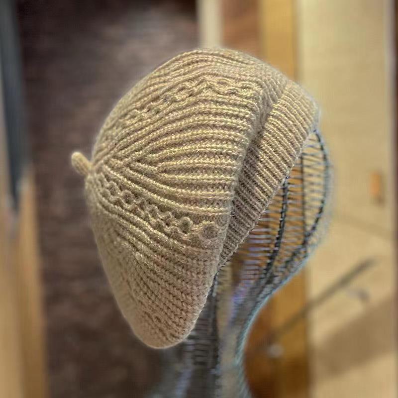 

Новый японский вязаный берет женский весенне-осенний повседневный корейский стиль в западном стиле восьмиугольная кепка ретро-красавица-художница M（56-58cm）