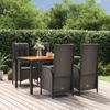 VidaXL Garden Dining Furniture and Cushions 5pcs Black Wicker 3185070
