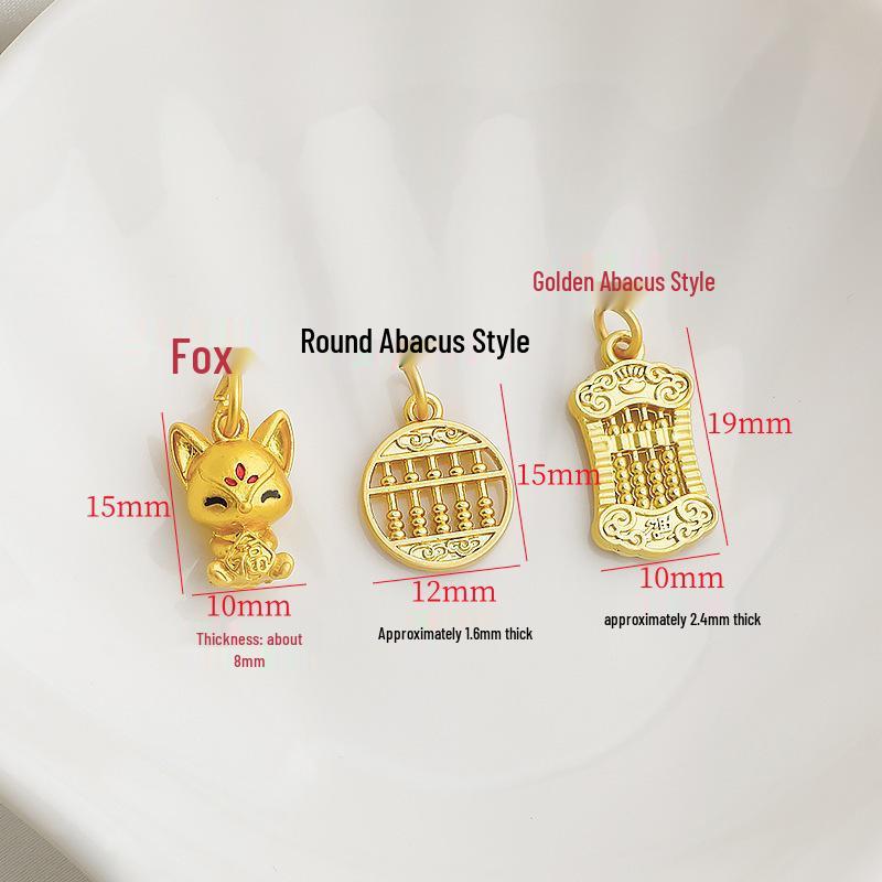 

Sand Gold Drip Oil Fox & Abacus Charm Copper Bracelet Pendant
