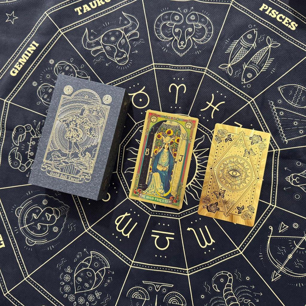 Gold Foil Waterproof PVC Tarot Cards - Color Printed Table Game with Hot Stamping