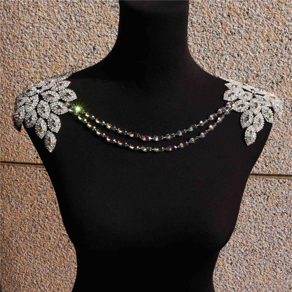 

New Deluxe Zircon Crystal Shoulder Chain, Bohemian Bridal Wedding Shiny Rhinestone Shawl Chain срібний