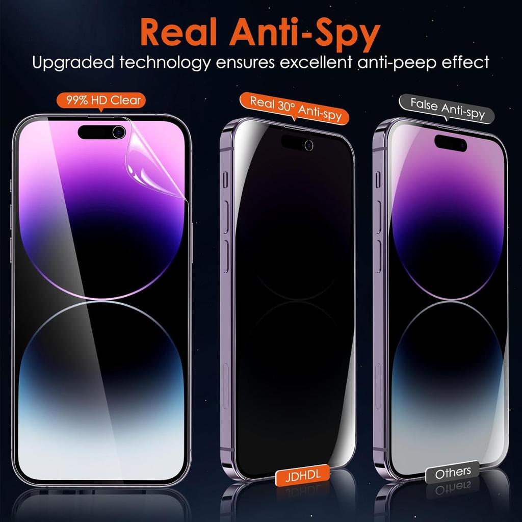 [2+2] for iPhone 15 Pro Max Privacy Screen Protector (NOT Glass) with Tempered Glass Camera Lens Protector, Anti-Spy Non-breakable Soft TPU Hydrogel