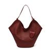 2026 Autumn Korean Woven Texture Bucket Bag - Trendy Large Capacity Shoulder Bag for Women and Kids