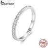 BAMOER Moissanite Wedding Band 925 Silver Eternity Rings Platinum Plated Lab Created Diamond Stackable Ring for Women