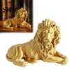 Modern Desktop Ornament Golden Lying Lion Resin Figurine, 3D Printed Recumbent Statue, Office Desk Decoration Sculpture for Bookshelf Wine Cabinet