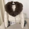 Womens Short Warm Puffer Coat With Real Fox Fur Collar Lightweight Down Jacket Winter Urban Commute