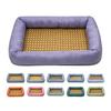 Summer Pet Cooling Bed Woven Cooling Mat Cat Bed Breathable Cooling Dog Bed with Raised Edges Anti-Slip Bottom for Small Dogs Cats