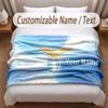 Lazio FC Printed Flannel Blanket Custom Name Text Soft Warm Throw For Bedroom Holiday Gift