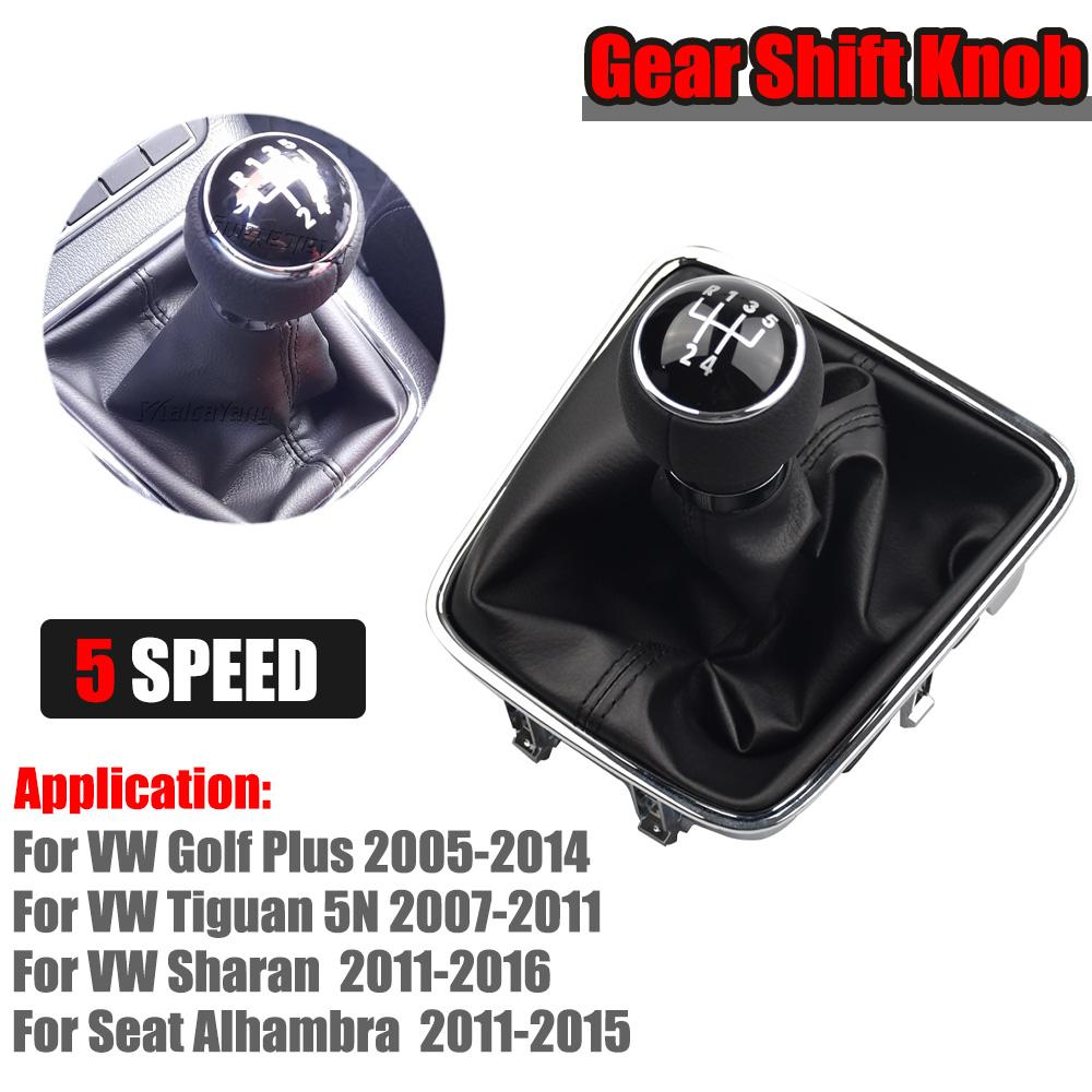 New Gear Stick Shift Knob Boot Car-Styling 5 6 Speed For VW Golf Plus 2005 2006 2007-2014 Tiguan 5N Sharan Seat Alhambra