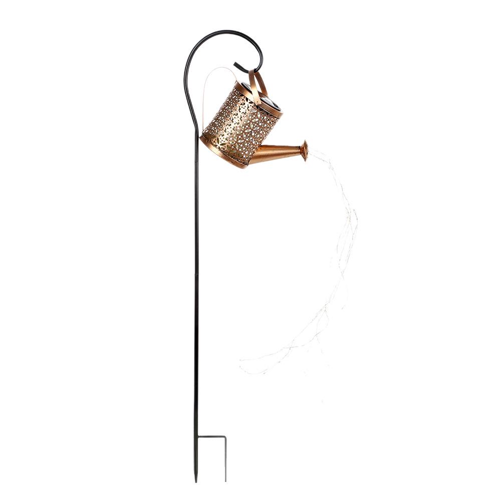 Solar Kettle Light: Outdoor Garden Decoration with Wrought Iron Water Sprinkler