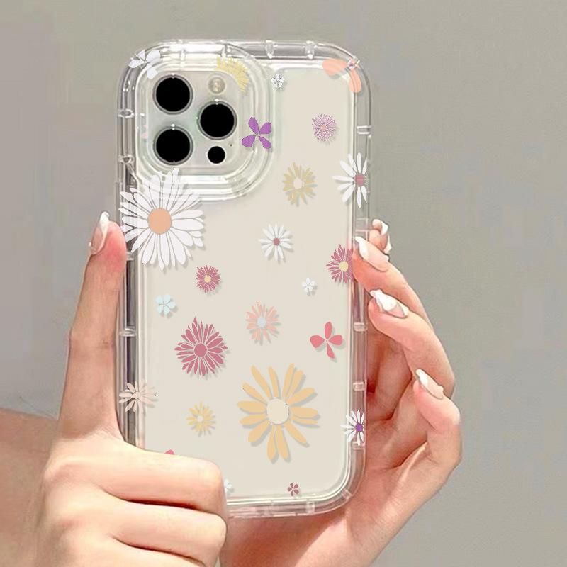 Simple color flower for iPhone17ProMax airbag mobile phone case 15 Apple 16 all-inclusive 13/14