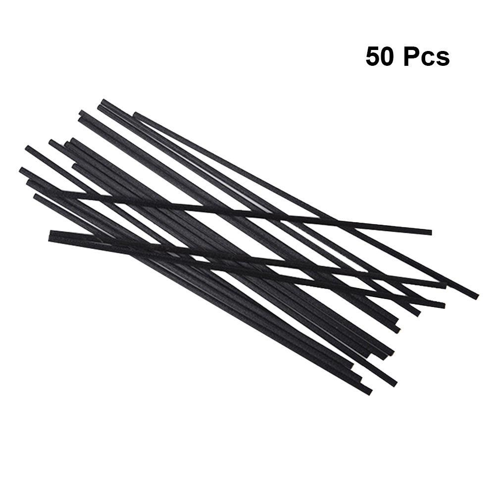 50Pcs Aroma Diffuser Reed Sticks Black 18Cm Long 3Mm Rods Replacement for Home Scent Air Purification