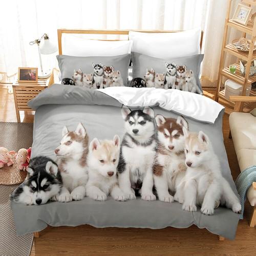 Dogs Quilt/Doona/Duvet Cover Set Single/Double/King Size Bed Pillow Cases