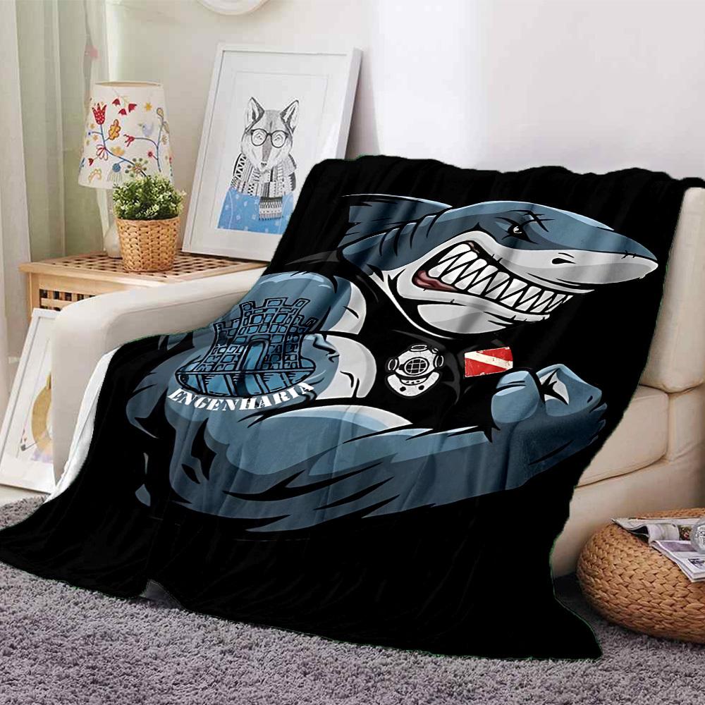 1pc SHARK DIVER Throw Blanket Soft Flannel, Cozy All Season Polyester Perfect for Home, Office 80cmx120cm