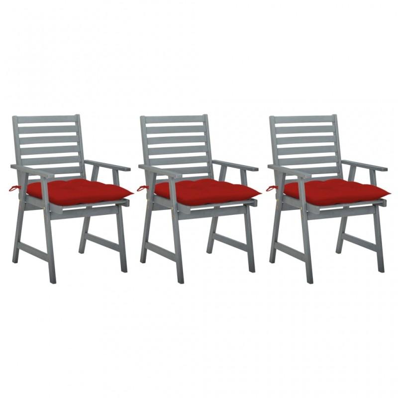 Day and Night - Day and Night Garden Dining Chairs 3 Units Solid Acacia Wood and Cushions