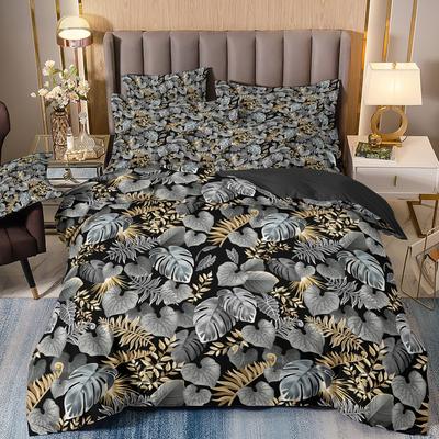 3D Digital Printing Luxury Plant Flower Quilt Cover Three-Piece Pillowcase Bedding