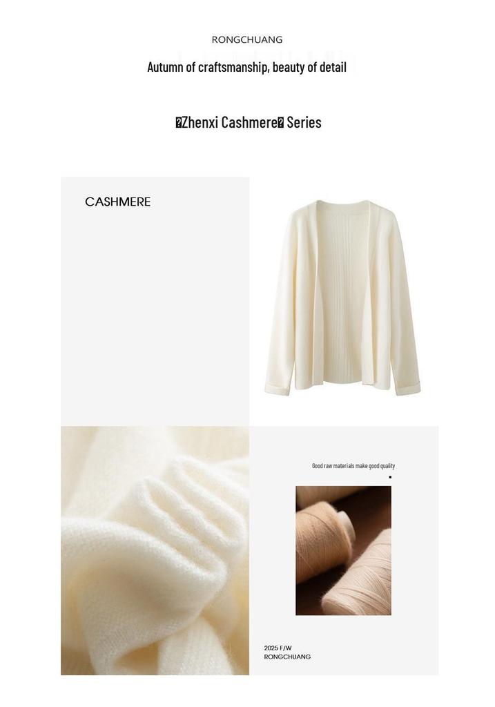 Women's Cashmere Blend Open Front Knit Cardigan: V-neck, Loose Shawl Style for Autumn/Winter