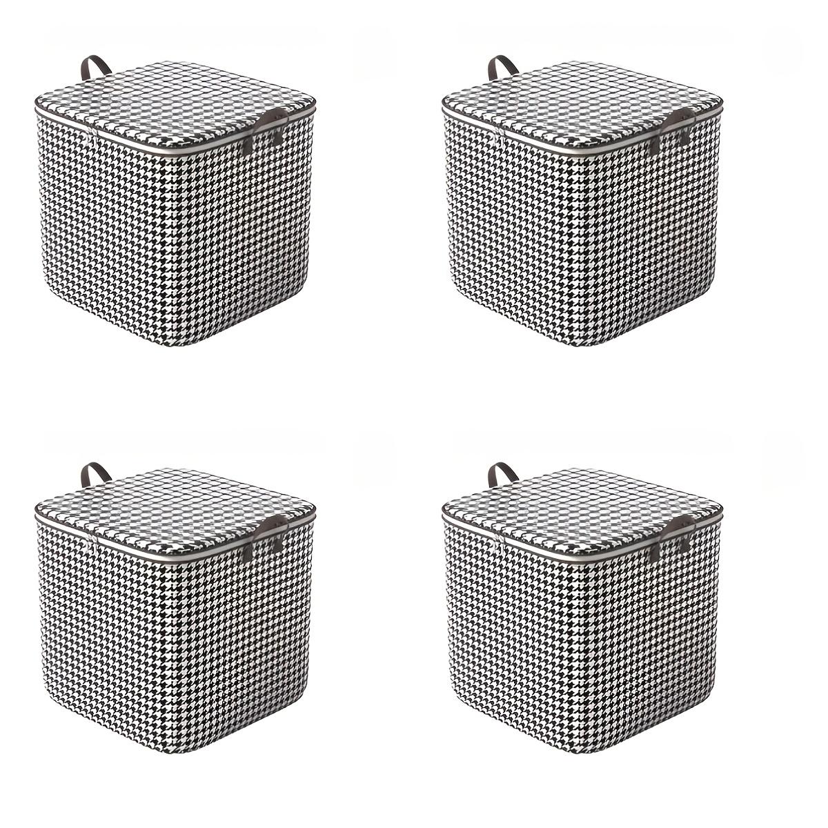 4pcs Fabric Storage Bags with Lid Large Foldable Storage Box with Handle for Clothes, Bedding, Pillows and Toys