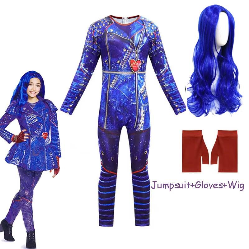 Evie Evil Mal Descendants Cosplay Costume Girls Birthday Party Halloween Carnival Costume And Wig For Kid Disguise Descendants 3