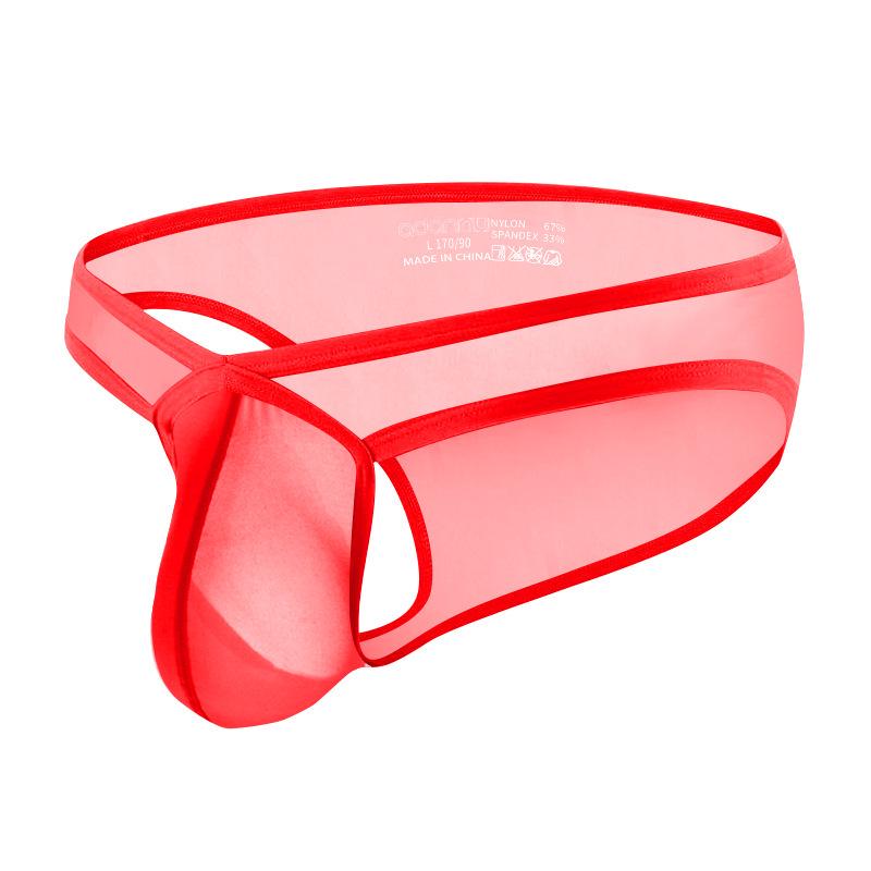 Men's Transparent Low-Rise Breathable Pouch Briefs for Sports Fitness
