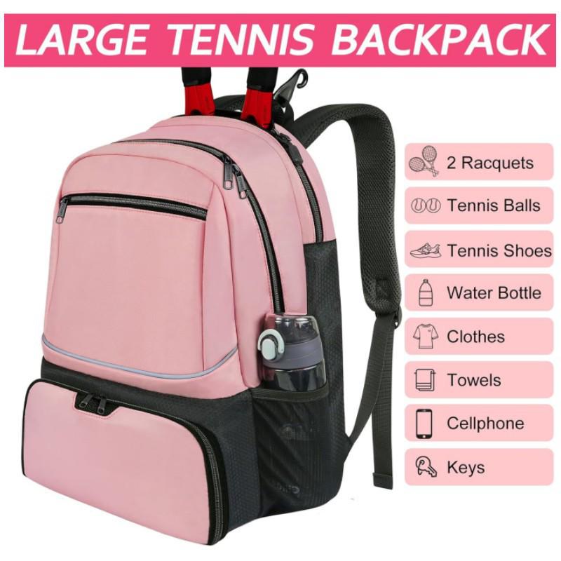 Großer Sportschläger-Rucksack mit separatem Schuhfach und mehrschichtigem Stauraum für Reisen