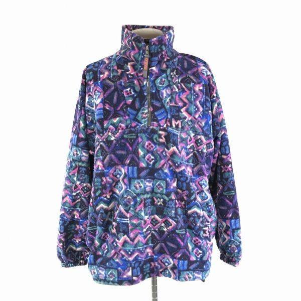 

Made in Italy/BAILO Pullover Fleece Outdoorwear/Men’s M/Blue×Purple×Pink/Half Zip Patterned