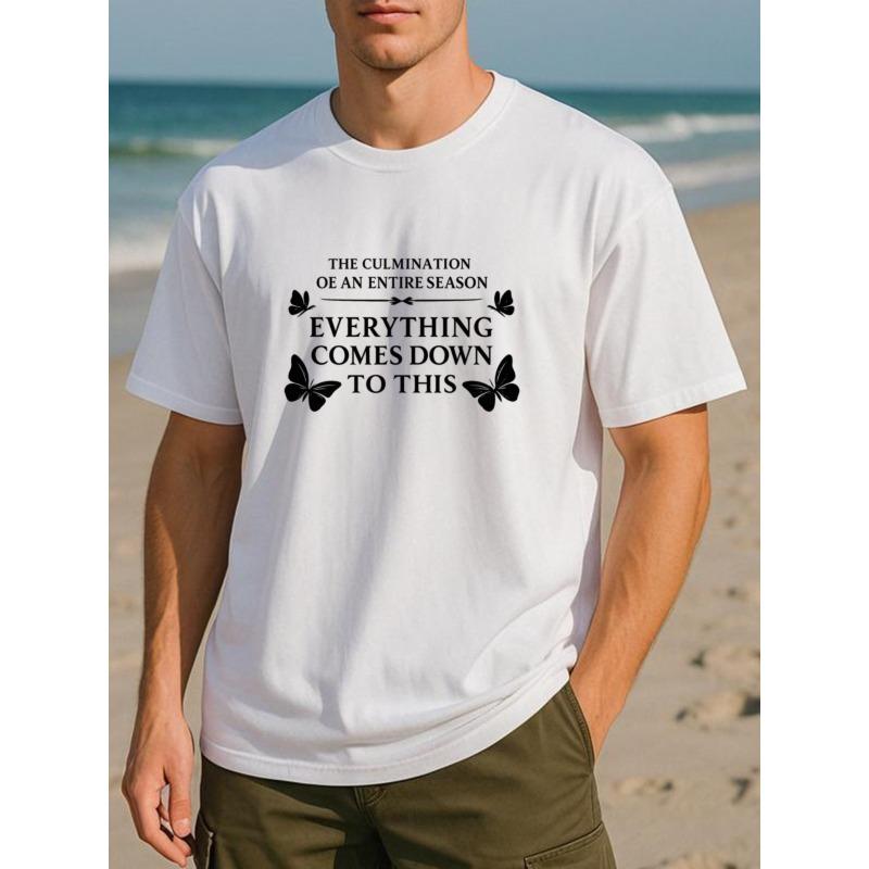 

Европейский размер Белый фон с черной буквенной бабочкой, Философский смысл и Элегантный темперамент. Мужская рубашка с коротким рукавом с принтом S белый