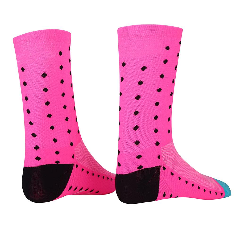 Męskie Damskie Rower Rowerowy Jazda na Rowerze Bieganie Sport Oddychające Nylonowe Skarpety do Łydki Różowe