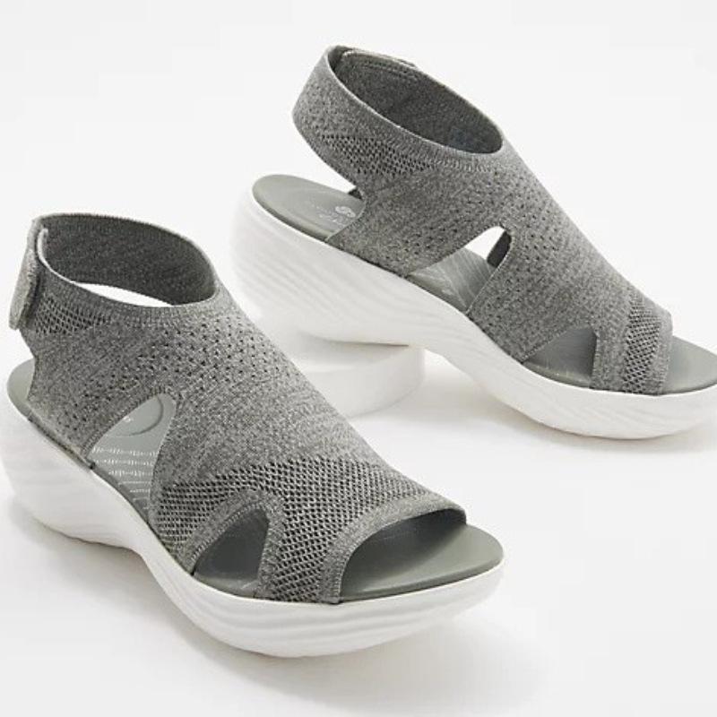 Sommer Nye Flyvevev Åpen Tå Sko Kvinner Utendørs Flate Platform Sandaler Kvinner Pluss Størrelse Fritidssandaler Sandalias De Mujer