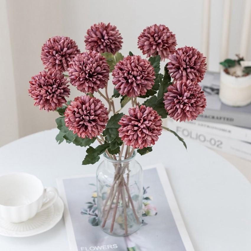 1/3pcs Artificial Flowers Silk Ball Chrysanthemum Wedding Bridal Bouquet Home Room Outdoors Garden Yard  Festival Decor Access