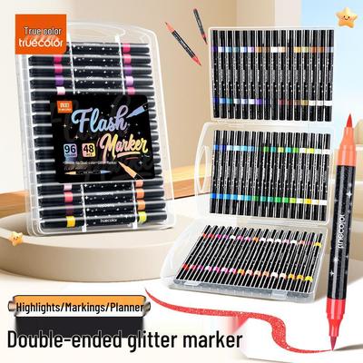 Marcador de Acuarela de Punta Suave Doble Cara de Color Verdadero para Niños - Caja Negra Bolígrafo para Garabatear