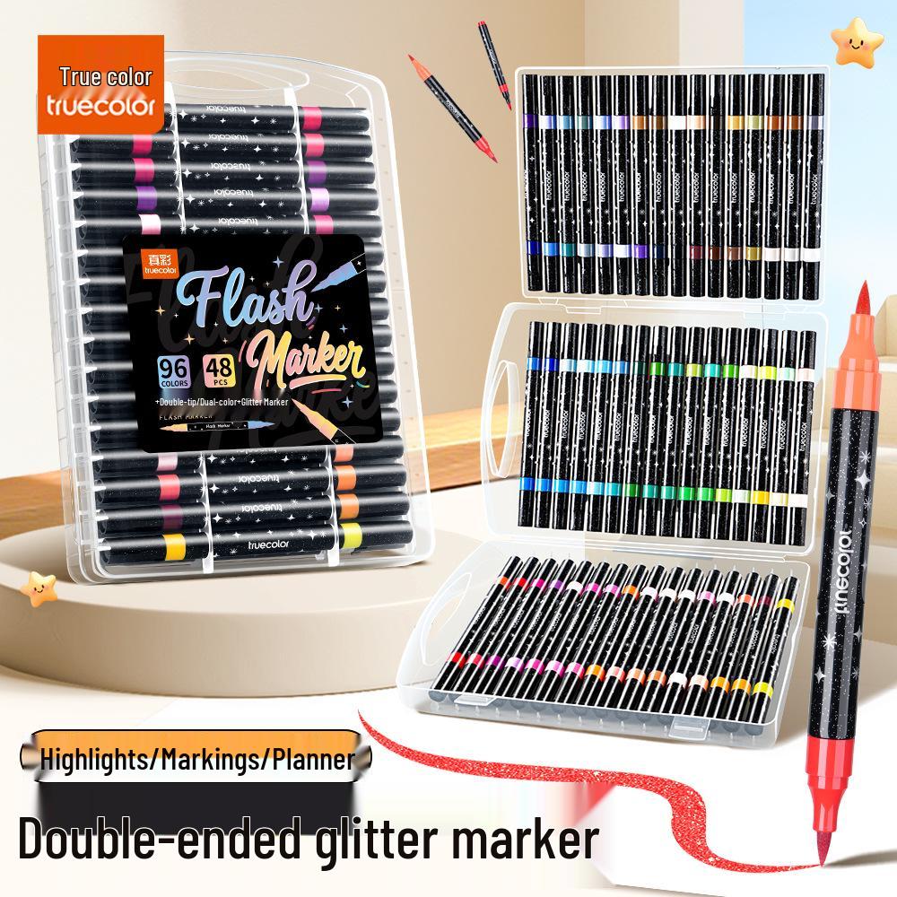 True Color Double-Ended Soft Tip Watercolor Marker for Kids - Black Box Doodle Pen
