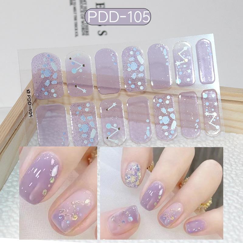 Press On Nail Stickers 1 Sheet Long Lasting Floral Pattern Self Adhesive Fake Nails for Gift Giving