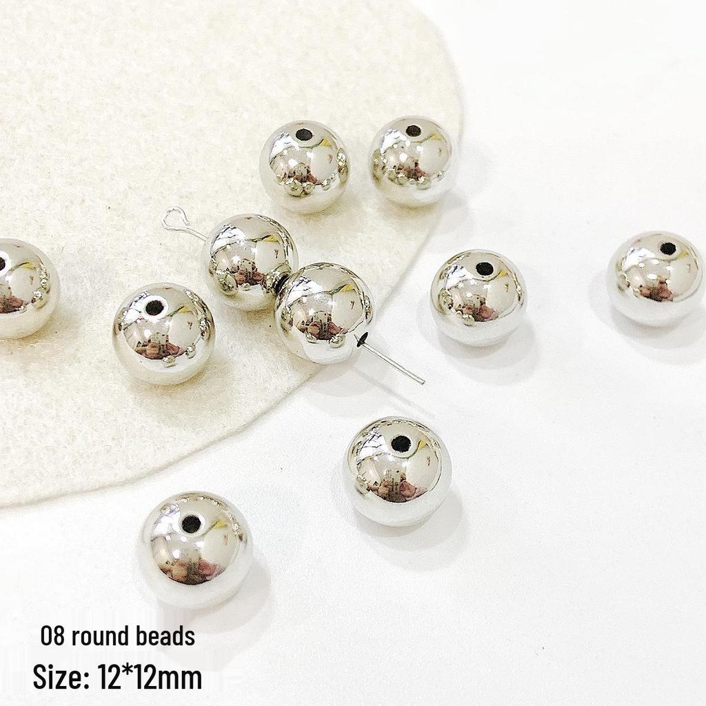 20 Acrylic Silver Square-Round Spacer Beads for DIY Beading and Accessories