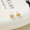 Light Luxury Simple Small Fragrant Style Bow Pearl Stud Earrings Daily Commuting Fashion Temperament High-End Earrings