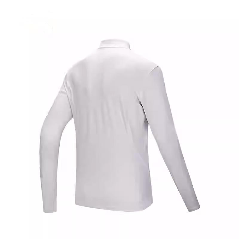 Anta Training Series Solid Color Half High Neck Comfortable Breathable Versatile Long Sleeve T-Shirt Women Tops Snow-White 162517401-1